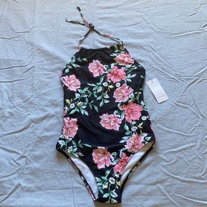 black floral one piece swimsuit